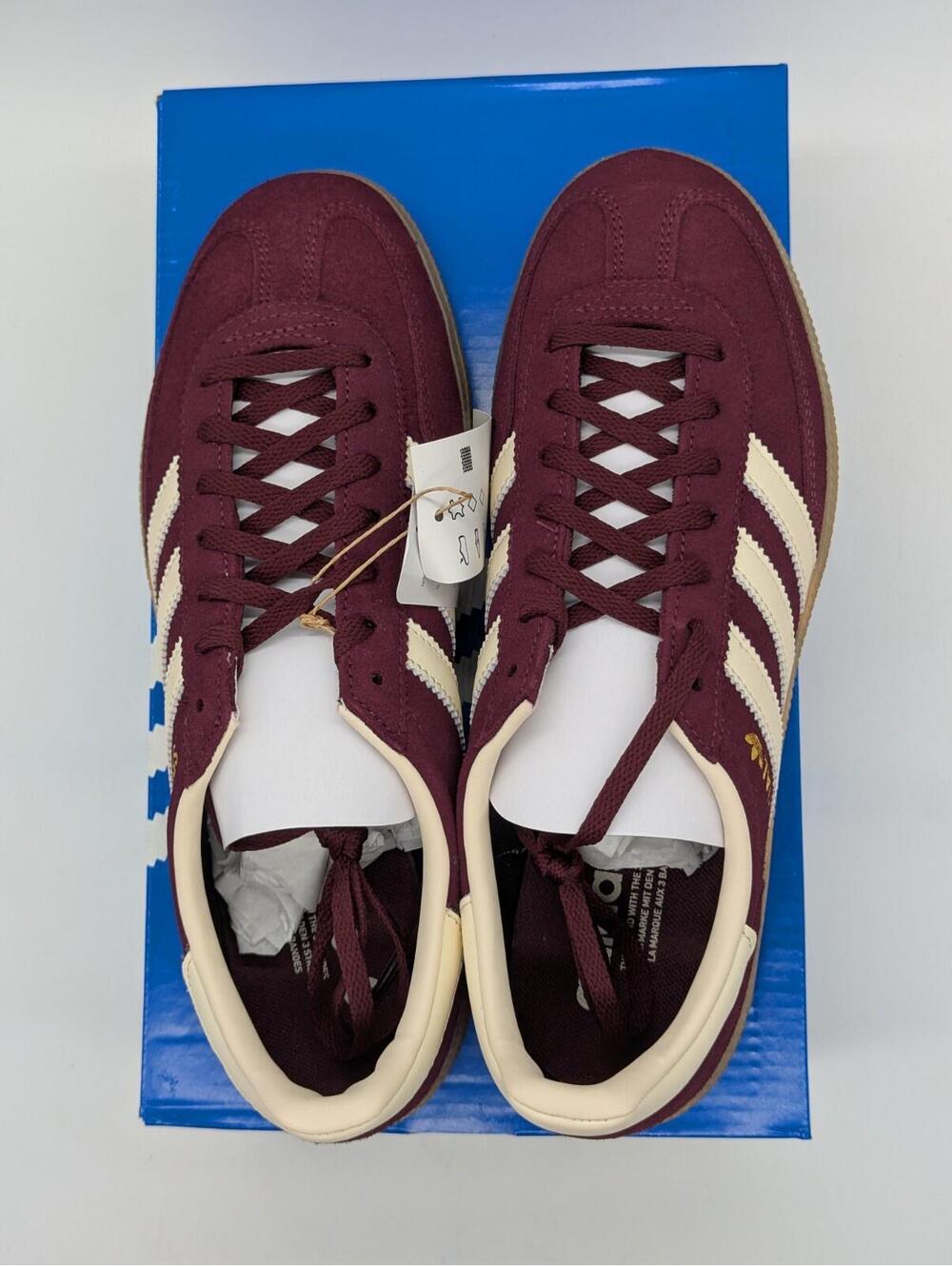 Women's Size 9 Adidas Handball Spezial Maroon Burgundy White Sneakers JP8726 New - Picture 6 of 9